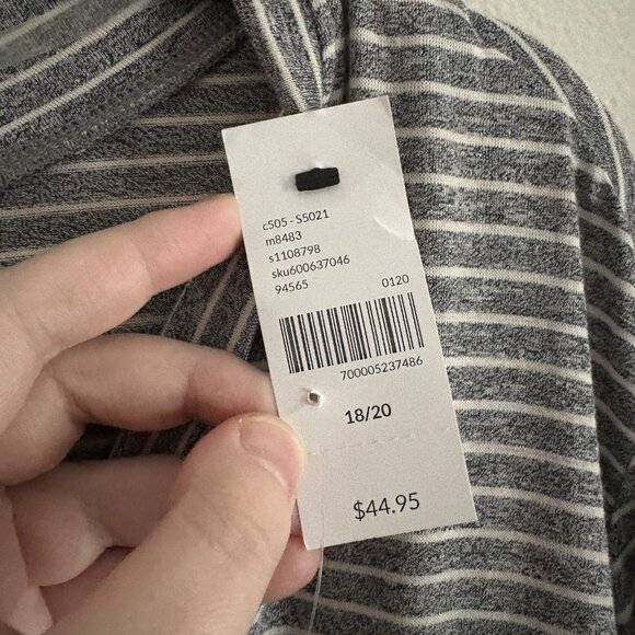 Lane Bryant Wmn Plus 18/20 Gray/White Striped Button Up Lightweight Cardigan NWT - Picture 8 of 11